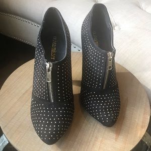 Black and gold stud booties